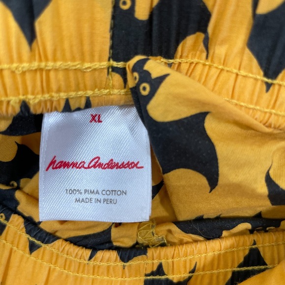 Hanna Andersson Women's XL Pima Cotton PJ Bottoms Orange Bats Pats w/Pockets - Picture 5 of 7